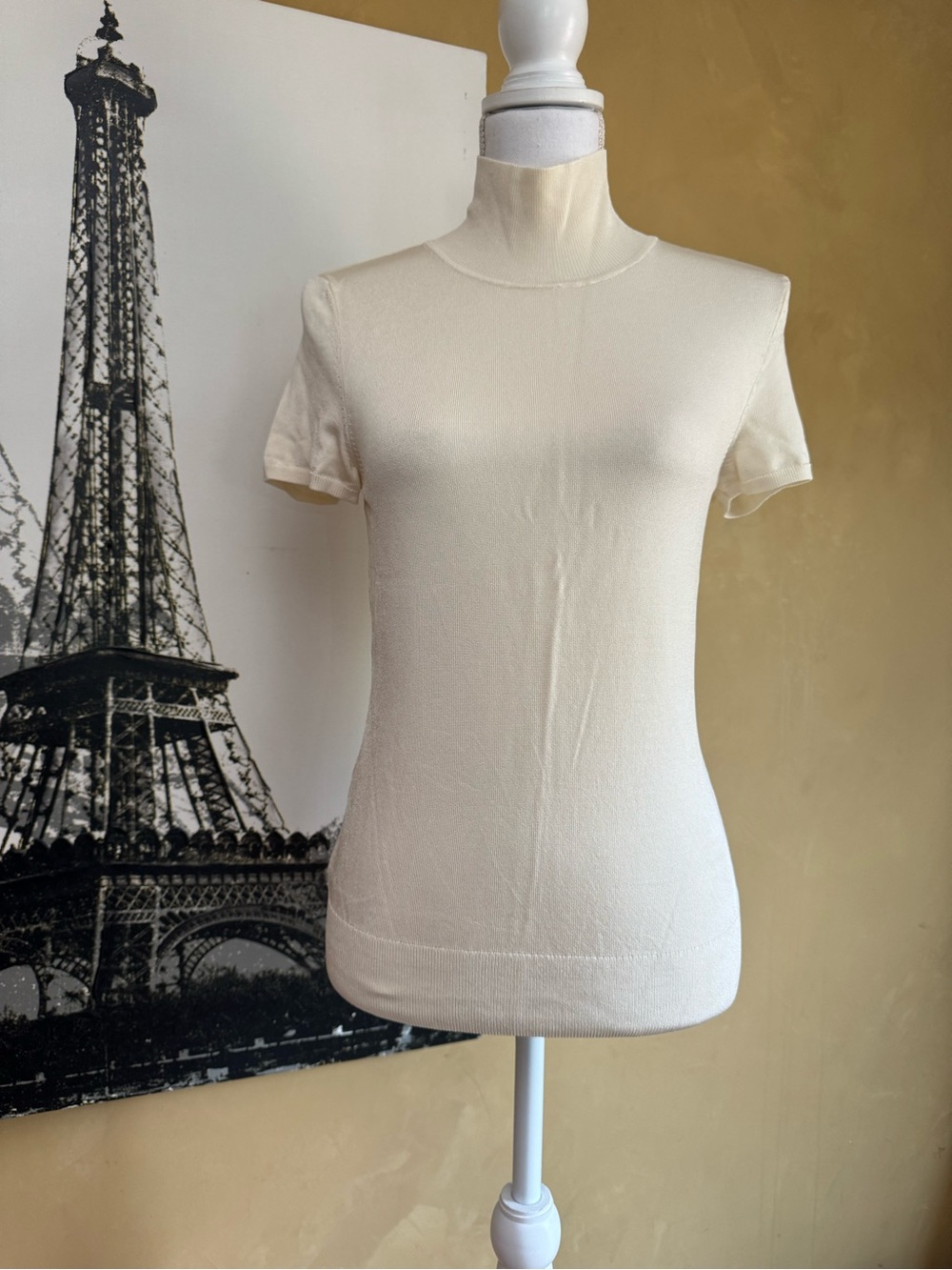 Talbots Short-Sleeve Turtleneck Top - Cream